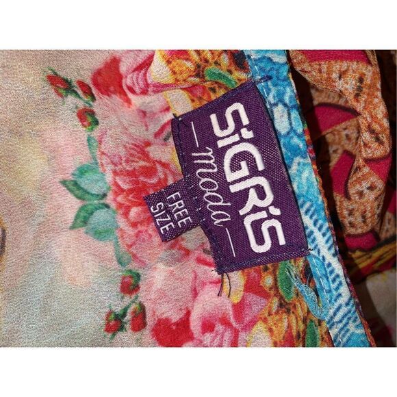 Sigris Semi Sheer Kaftan Swim Cover Free Size - Picture 10 of 12